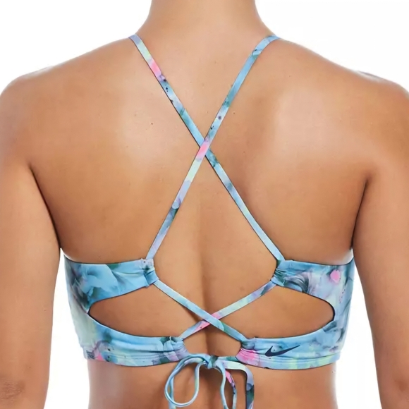 NIKE TWO PIECE BIKINI SWIMSUIT: BLUE FLORAL: NEW WITH TAGS: SIZE MEDIUM - Picture 3 of 6